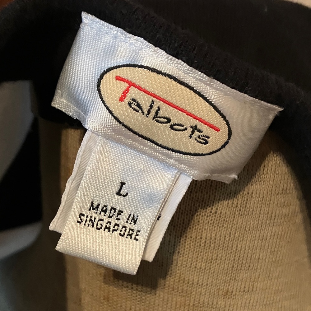 Talbots Black and White size L Striped Short Sleeve 100% cotton top. - Picture 2 of 8